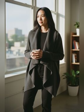 Simply Vera Vera Wang Black Cape Long Sleeve Sweater